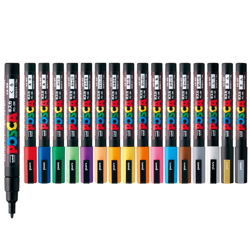 UNI POSCA Marker Pen PC-3M POP Poster Advertising Art Supplies Office Student Painting Anime Hand-Painted Stationery Graffiti