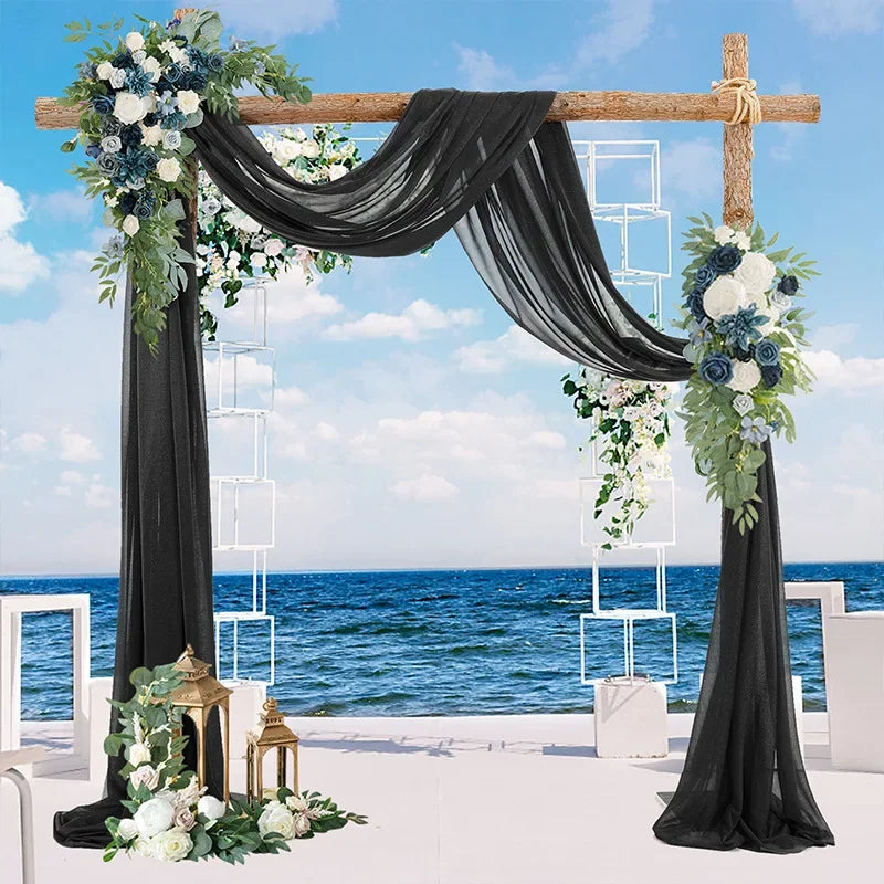 2pcs Sage Green Wedding Arch Chiffon Sheer Drapes ,Wedding Arch Drapes Sheer Backdrop Curtain for Wedding Ceremony Party Decor