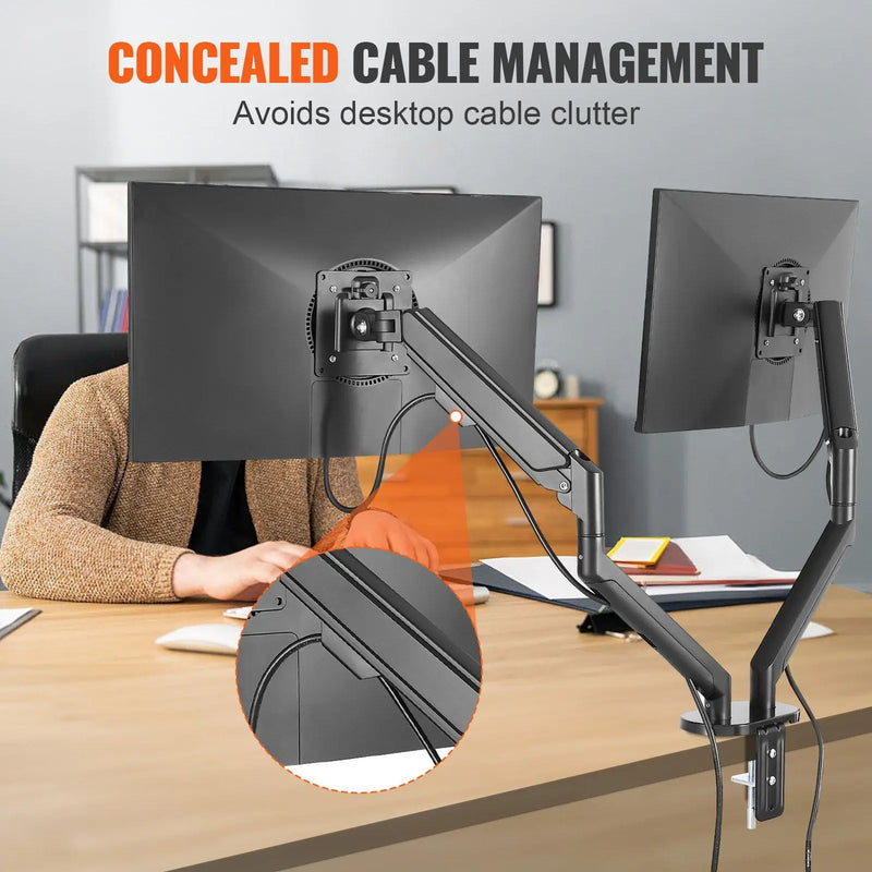 Supports 13"-35" Screens Dual Monitor Stand for Desk Dual Monitor Arm with C-Clamp/Grommet Mounting Base