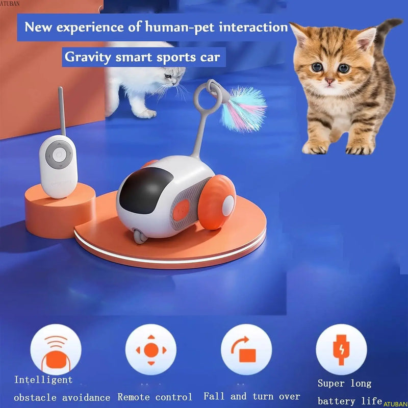 Crazy Car Remote Control Electric Cat Toy Interactive,Cat Self Happiness Boredom Relief Toy,Intelligent Remote Control Dual Mode
