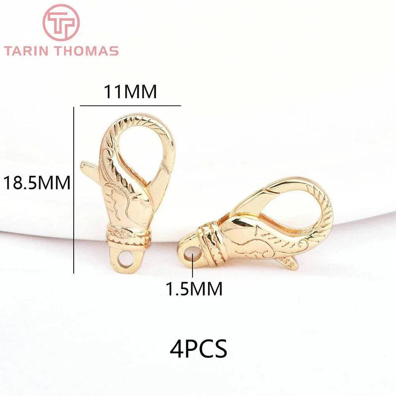 (3310) 15.6x9.6MM Hole 2MM 24K Gold Color Brass Lobster Clasps for Charms Pendants High Quality DIY Jewelry Making Findings