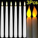 3/1pcs Long LED Candle Flameless Pointed Candle Light Battery Powered Candle Light for Birthday Wedding Dinner Party Decoration