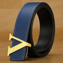 2024 New Temperament Business Men's Belt Letter Metal Button Head Versatile Decorative Jeans Dress Business Men's Belt
