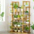 9 Tier Large Bamboo Plant Stand Corner Shelf Garden Flower Pot Display Shelving Unit Indoor Outdoor