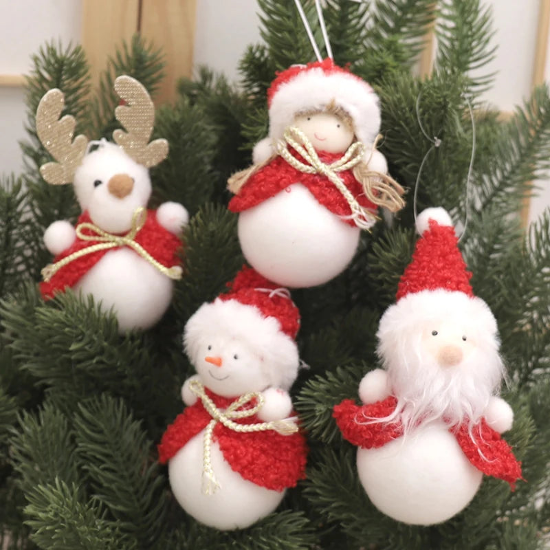 Plush Angel Doll Christmas Tree Pendant Decor Reindeer Snowman Santa Claus Doll New Year Kids Gift Christma Home Decor Navidad