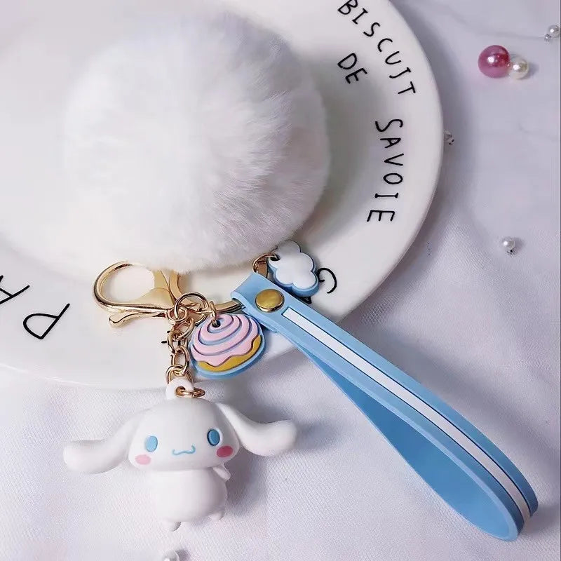 Cartoon Sanrio Hello Kitty Doll Keychain Cute Melody Kuromi Cinnamoroll Figure Pendant Decoration Keyring Jewelry Child Gift Toy