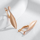 Kinel Trend 585 Rose Gold Color Glossy Drop Earrings for Women Fashion Creative Natural Zircon Unique Romantic Daily Jewelry