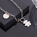 Trendy hip-hop love teddy bear pendant necklace, personalized, simple and versatile, niche design, collarbone chain