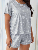 Plus Size XL-5XL Oversized Sleepwear Round Neck Women's Pajamas Sets Short Sleeve T-Shirt Shorts Pink Heart Print Loungwear 2PC