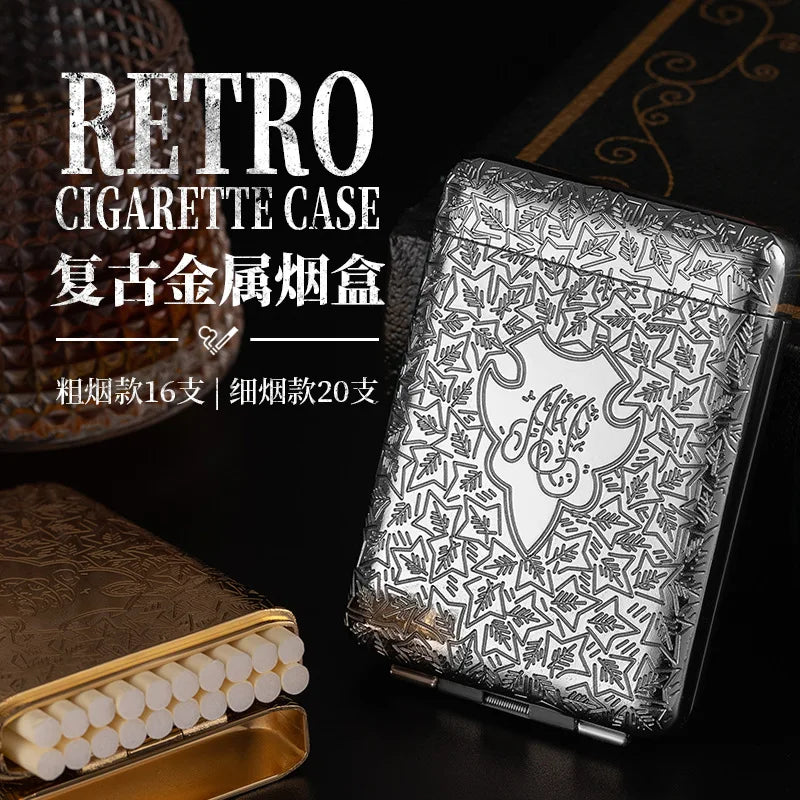 New Metal Cigarette Case Engraving Flower Cigarette Case Anti-pressure Portable Personality Creative Smoking Accessories