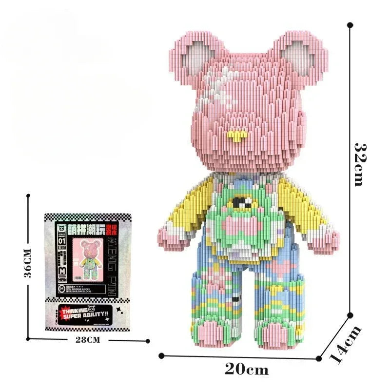 Hot 3D Kawaii Bear Model Micro Diamond Building Block With Light Developmental Brick Toys For Boys Kids Children Birthday Gifts