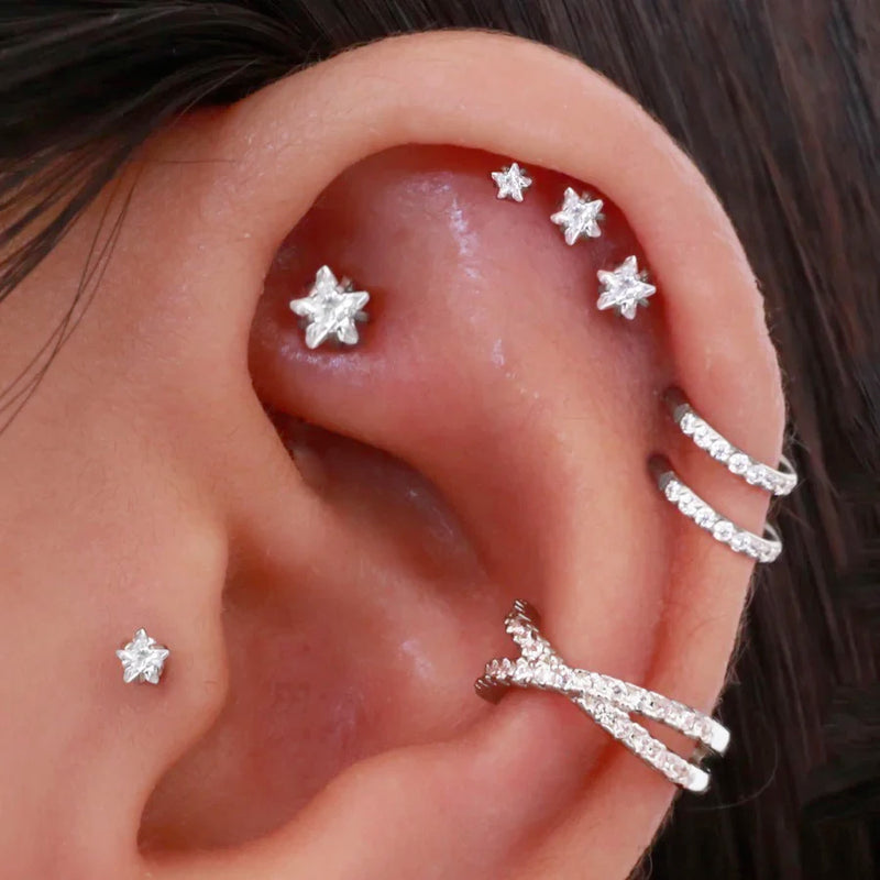Helix Piercing Star Earrings Women 1pc Trend 2023 Zircon Lobe Rook Piercing Tragus Daith Cartilage Ear Jewelry Body Accessories