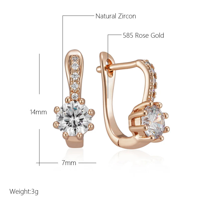 Kinel Simple 585 Rose Gold Color Bridal Wedding Earrings Shiny Natural Zircon High Quality Daily Fine Jewelry Women Gift