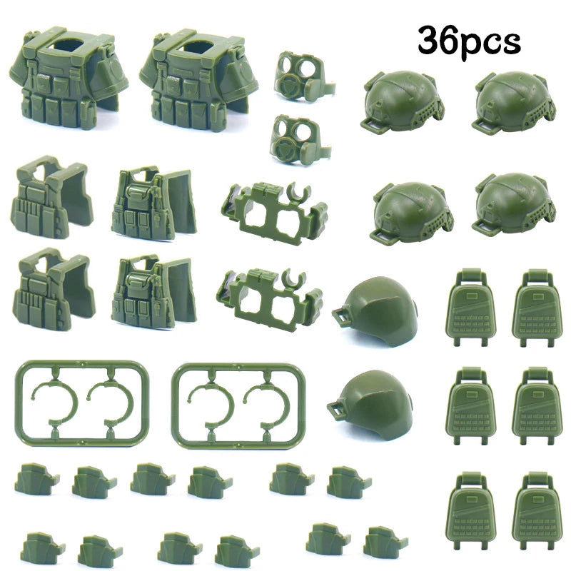 SWAT Military Special Forces camouflage Helmet Vest Soldier Army Mini Action Figures Team Set Parts Building Blocks Bricks Toys