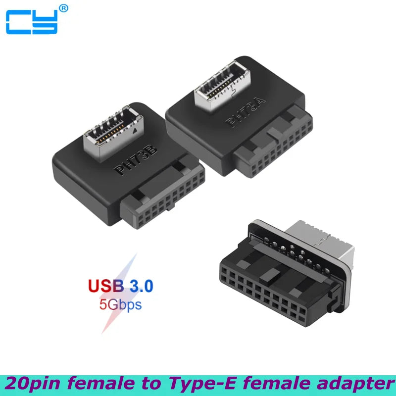 Motherboard USB Header Adapter USB3.0 19pin 20pin to TYPE-E 90 Degrees Converter Front Chassis TYPE C Plug-in Port