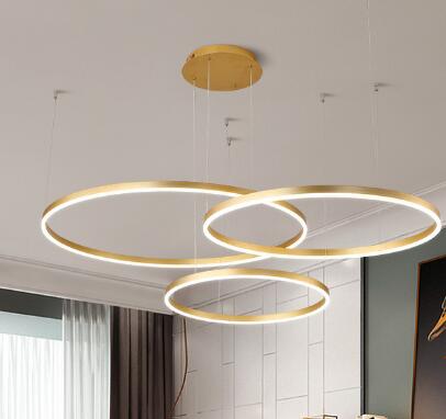 Postmodern LED Circle DIY Chandelier Light Fixtures Gold White Black Pendant Lights Home Living Room Shop Restaurant  Decoration