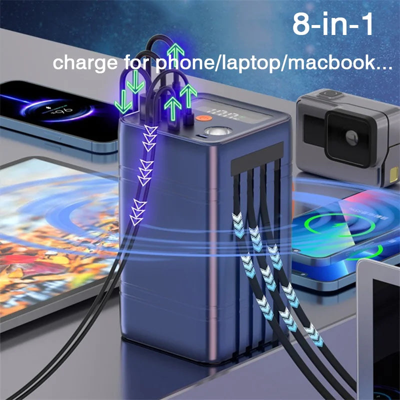 100W 60000mAh Power Bank Station Portable Super Fast Charging External Spare Battery Powerbank For Laptop Macbook iPhone Xiaomi