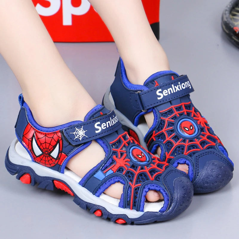 Disney  Breathable Sport Sandals Summer Cartoon Spiderman Sandals for Boys Casual Beach Shoe Soft Sole Kids Shoes