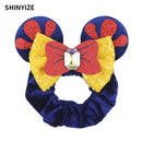 New Chic Disney Mickey Mouse Ears Hair Scrunchies Sequins 4"Bows Elastic Headband Women Velvet Girls DIY Hair Accessories Gift