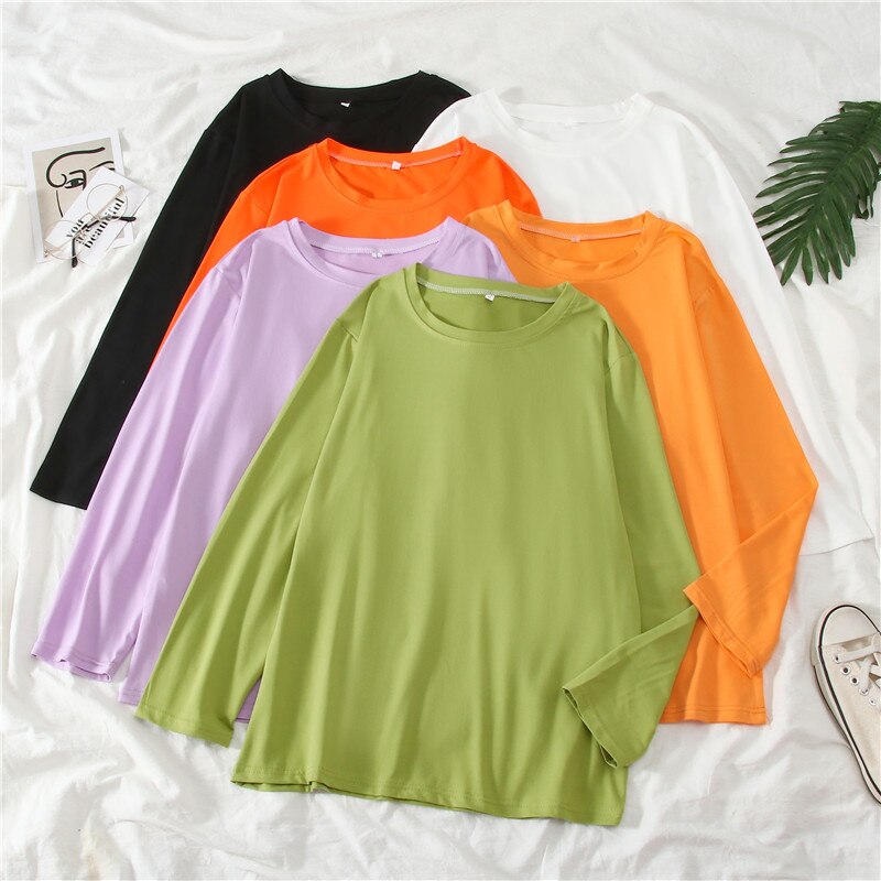 GCAROL Summer T-shirt Women Candy Oversize Boyfriend Style Tops Perfect Basic Tees Render Unlined Upper Garment Pullover 2XL