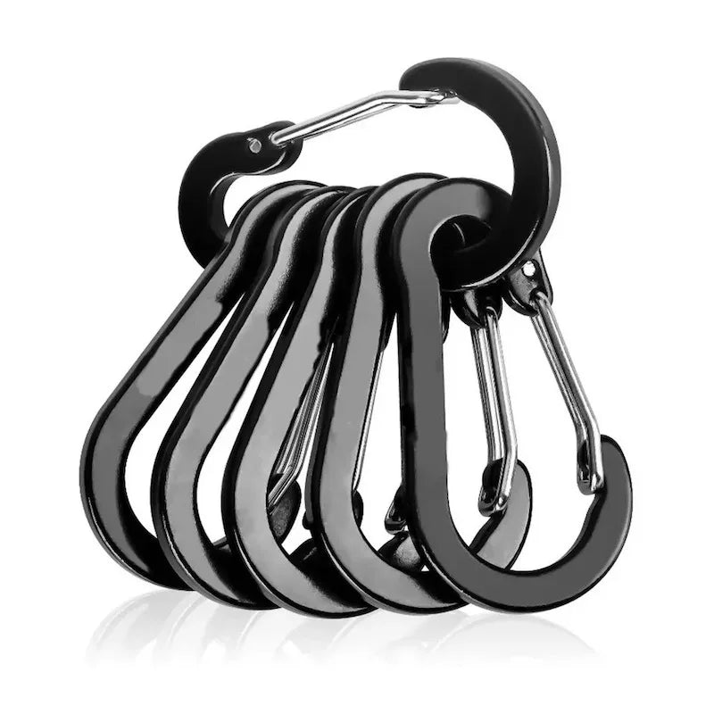 7PCS Multifunctional Stainless Steel Carabiner Key Chain D-ring Buckle Snap Hook Clip Tourist Hooks Fishing Carbin Spring Buckle