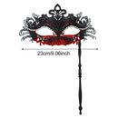 Metal Fancy Elegant Party Masque with Handheld Stick Half Face Venetian Masque with Rhinestones for Women Men Prom Masquerade