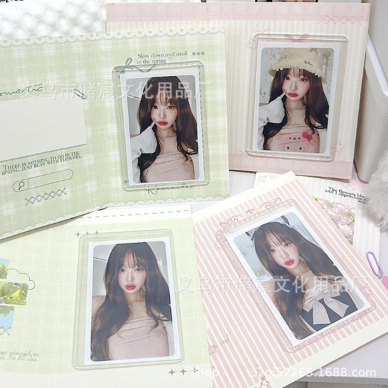 10Pcs Korean Ins Spring Field Folding Card Back Kpop Star 3 Inch Photo Card DIY Packing Material Kawaii Card Message Fixed Board