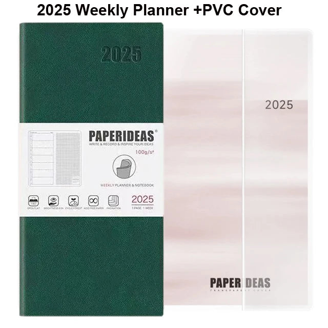 Kinbor 2025 Weekly Planner Week Daily Agenda Journal Notebook Hard Cover Calendar Monthly Schedule To Do List Time Organizer