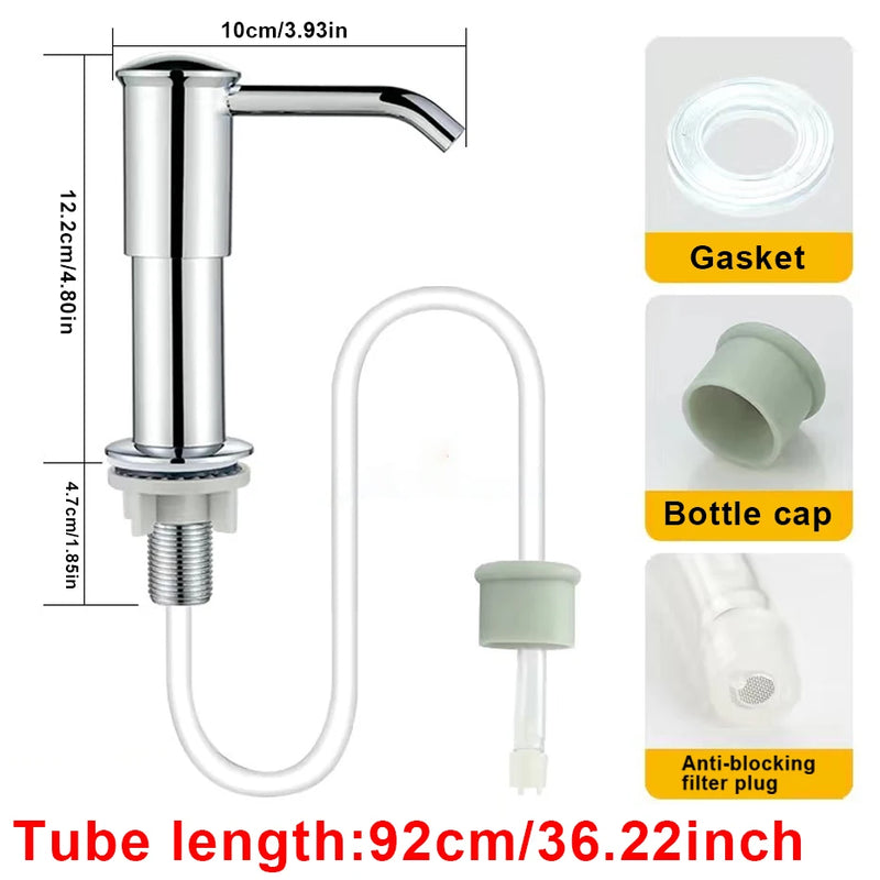 Kitchen Sink Soap Dispenser Upgraded Extended Tube Pump Dispenser Sink Countertop installation for Detergent and Hand Sanitizer