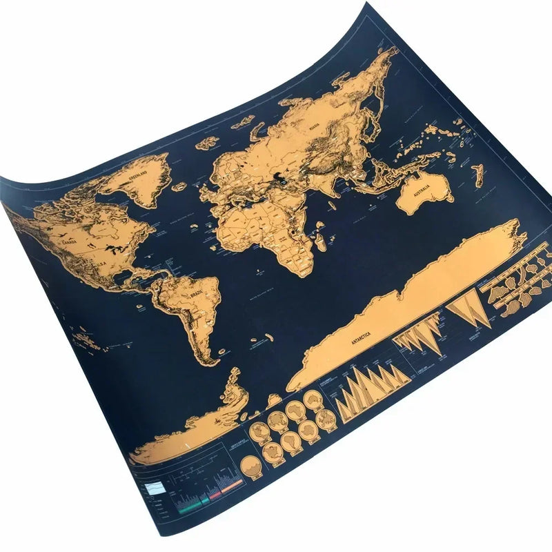 Deluxe Global Scratch Off Maps | Travel Maps To Track Travels Wall Maps For Room & Office Decor | Travel Journal Poster as Gifts