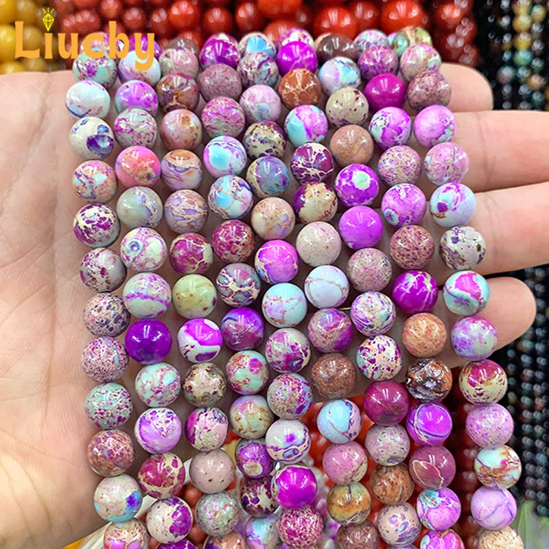 5A Quality For Jewelry Making Natural Violet Emperor Stone Smooth Handmade Beads DIY decoration Crafts 15"Wholesales 4/6/8/10mm