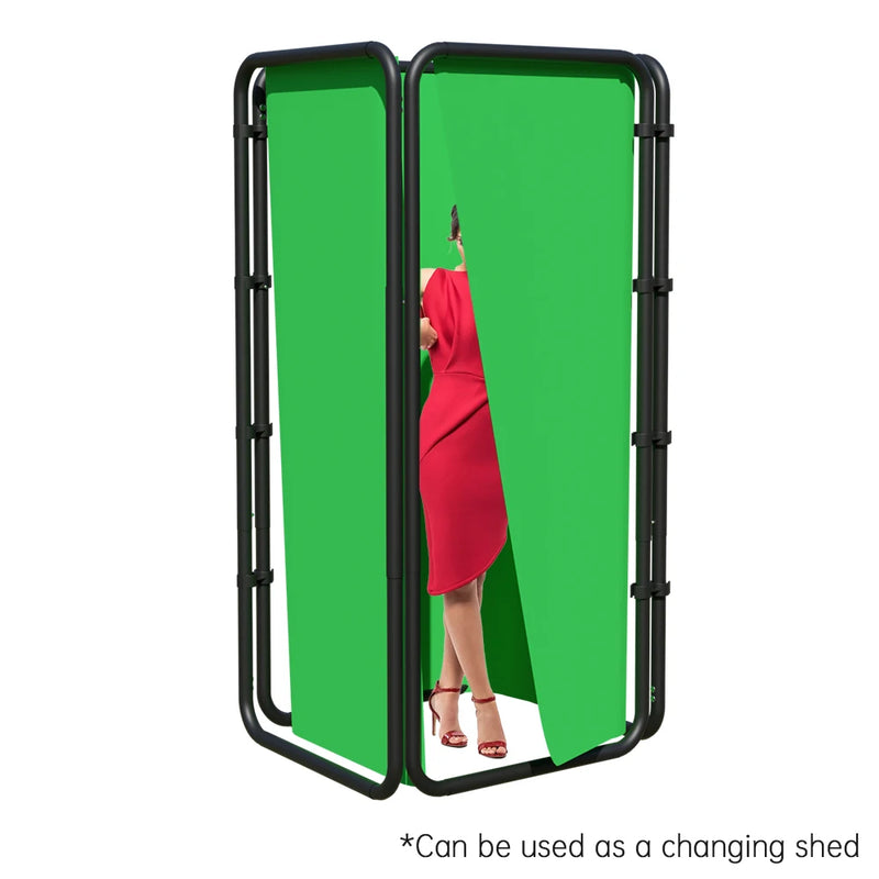SH Green Screen 2.4X4M Collapsible Chroma Key Backdrop Wrinkle-Resistant Fabric Ultra-Quick Setup background removal for Stream