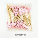 100Pcs 12Cm Disposable Party Tableware Fruit Dessert Sticks Bamboo Skewers Buffet Cupcake Decoration Wedding Supplies