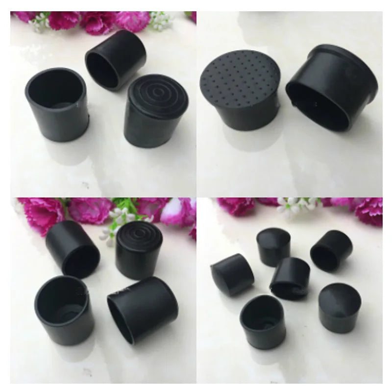 8PCS/Set Black Chair Table Feet Round Stick Pipe Tubing End Cover Caps PVC Rubber Mute Wear-Resistant Anti-Skid Outer Dia6-80mm