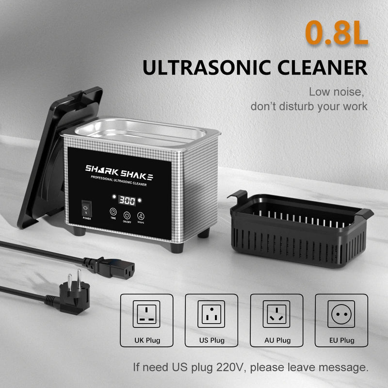 800ml Ultrasonic Cleaner Bath Timer Jewelry Brush Glasses Manicure Stones Cutters Dental Razor Parts Ultrasound Sonic