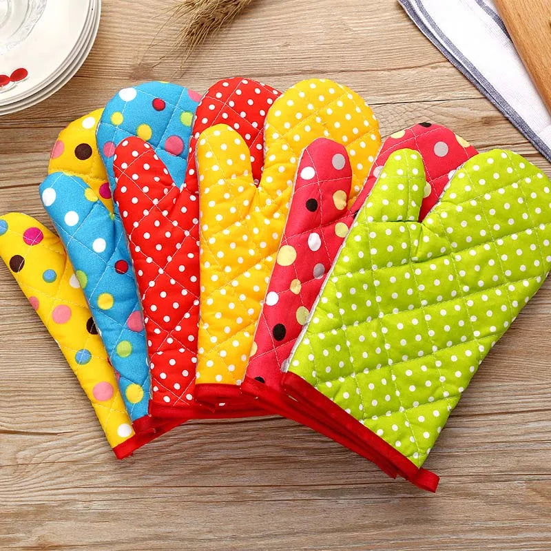 Mitten Microwave Oven Glove Non Slip Household Thickened Insulated Baking Heat Resistant Gloves Oven Mitts Cute Kitchen Tool