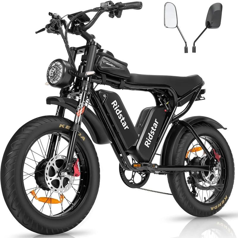 Ridstar-Q20 Pro Electric Bike for Adults, 2000W 52V, 40AH Battery, Max 50-180 Miles Electric Motorcycle, 20" Fat Tire Dirt Bike