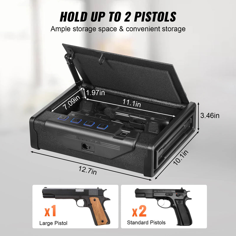 SucceBuy Gun Safe Q235 Steel Pistol Safe 3-Way Quick Access Firearm Case Gun Box Advanced Biometric Technology Travel Gun Safe