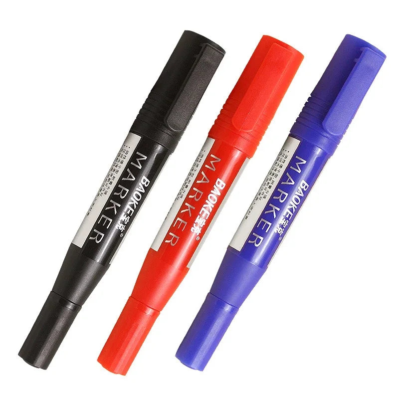 1-Piece Dual Tip Marker Pen Water-resistant Black Blue Red Ink Oily Permanent Markers for CD Glass Fabric Rock Writing Marking