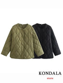 TRAFZA Streetwear Armygreen Oversized Long Jackets Women Long Sleeve O Neck Single Buttons Autumn Winter Coats Casual Outwears