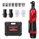 Cordless Ratchet Wrench, 2 x 12V 1.5Ah Batteries, Charger, Power Tool Wrench 3/8" Sq Drive,Cordless Ratchet with 7 Sockets