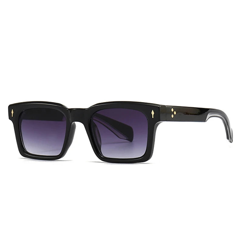 SO&EI Fashion Square Rivets Gradient Sunglasses Men Shades UV400 Vintage Dark Green Trending Women Sun Glasses