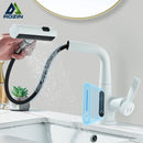 Digital Display Bathroom Basin Faucet Pull Out 3 Ways Nozzle Rainfall Stream Sprayer Crane Lifting Hot Cold Water Mixer Tap