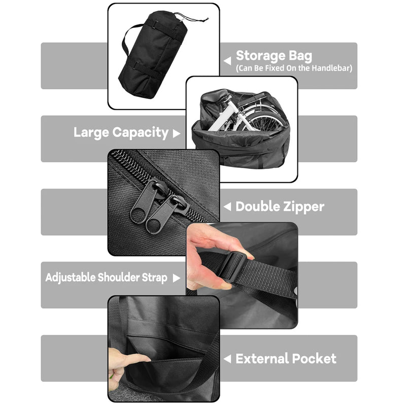 Folding Bike Travel Bag Bicycle Portable Transport Carrying Case for 20-22 inch Folding Bike