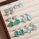 ZAKOL Blue Pink Rectangle Cubic Zirconia Drop Earrings for Women Girls Fashion Jackpot Wedding Accessories EP1196
