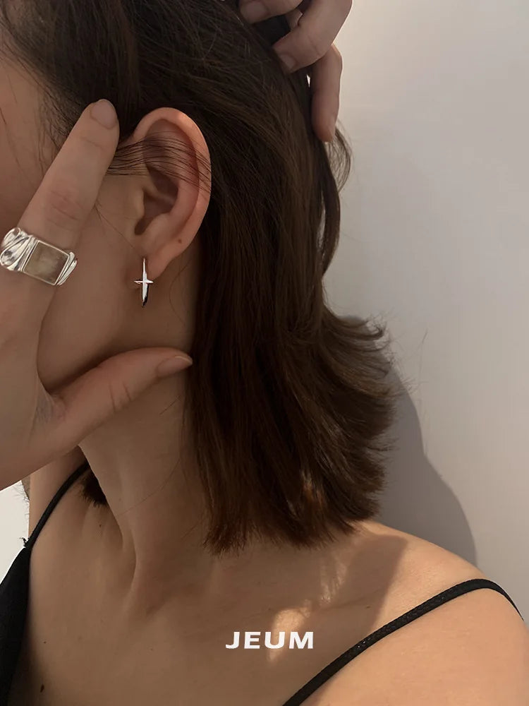 New 925 Sterling Silver Earrings Small Star Earrings Female Charm Jewelry Gift hoop earrings for women