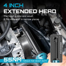 SEESII 3/8"Cordless Electric Wrench 55Nm 6" Extended Ratchet Wrench 12V Rechargeable Angle Wrench Car Repair Tools w/2 Batteries