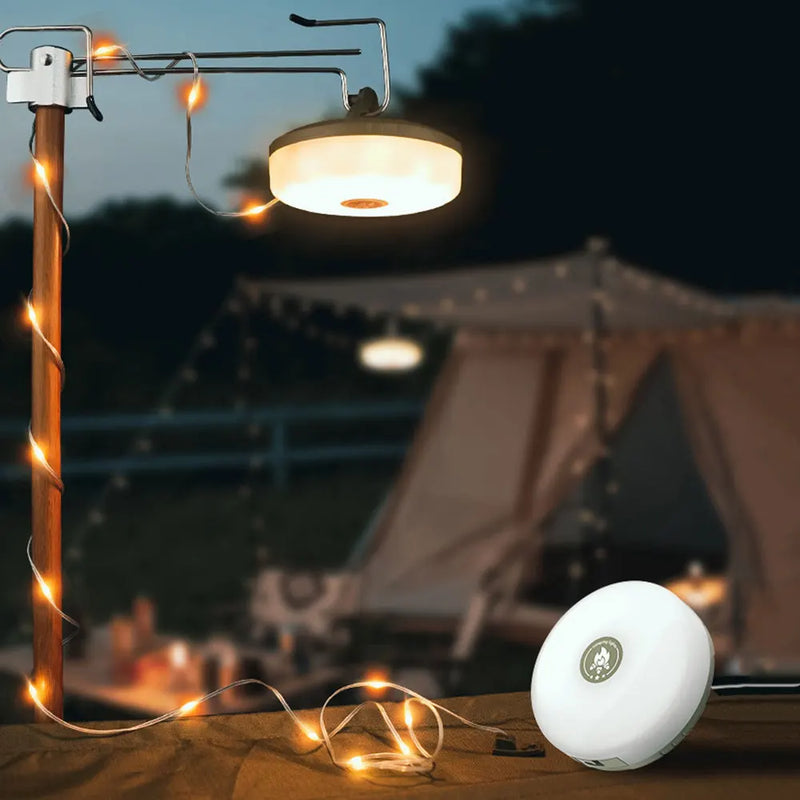 Camping String Lights 33Ft String Light with Camping Lantern 2000mAh Big Capacity Type-C Rechargeable 3 Gears Lighting Modes