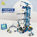 HUIQIBAO Aviation Spaceport Model Space Shuttle Rocket Launch Center Construction Building Blocks MOC Spaceship Kids Bricks Toy