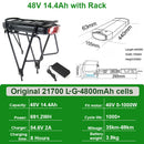 Rear Rack eBike Battery 21700 18650 52V 48V 27Ah 72V 20Ah with Rack no Rack Optional for 1500W 1000W 750W 500W 24"-28 inch